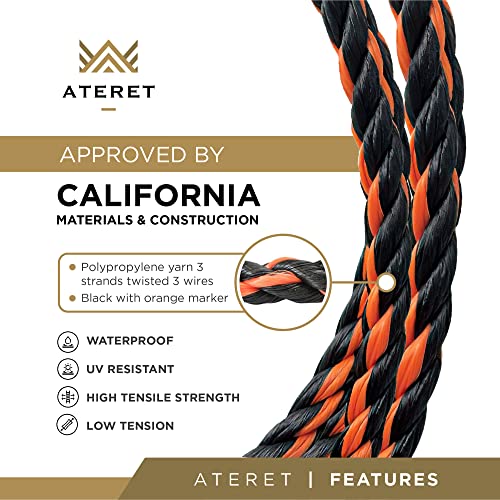 ATERET California Truck Rope - 1/4" x 50 Feet Twisted 3 Strands Polypropylene Rope - Ideal for Truck Cargo Straps, Marine, Boating