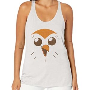 Disney Owl House Hooty Face Women's Racerback Tank Top, White Heather, X-Small