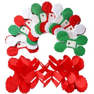 Red-Green White Party-Decorations Christmas Streamers-Garland - 12pcs Mexico Italian 4-Leaf Clover Paper Streamers,Italy Mexican Birthday Baby Shower Wedding Banners,New Years Winter Decor Ouruola