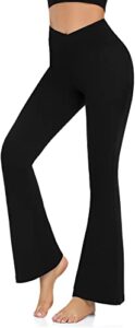 women’s bootcut yoga pants - flare leggings for women high waisted crossover workout lounge bell bottom jazz dress pants (x-large, black)