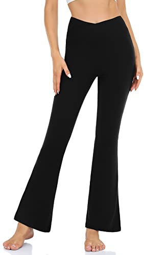Women’s Bootcut Yoga Pants - Flare Leggings for Women High Waisted Crossover Workout Lounge Bell Bottom Jazz Dress Pants (X-Large, Black)