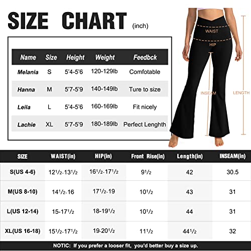 Women’s Bootcut Yoga Pants - Flare Leggings for Women High Waisted Crossover Workout Lounge Bell Bottom Jazz Dress Pants (X-Large, Black)