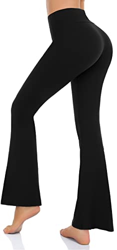 Women’s Bootcut Yoga Pants - Flare Leggings for Women High Waisted Crossover Workout Lounge Bell Bottom Jazz Dress Pants (X-Large, Black)