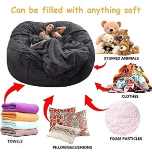 7ft Giant Bean Bag Cover, Big Bean Bag Chairs for Adults (No Filler, Cover only) Comfy Large Bed Fluffy Lazy Sofa (Light Grey)