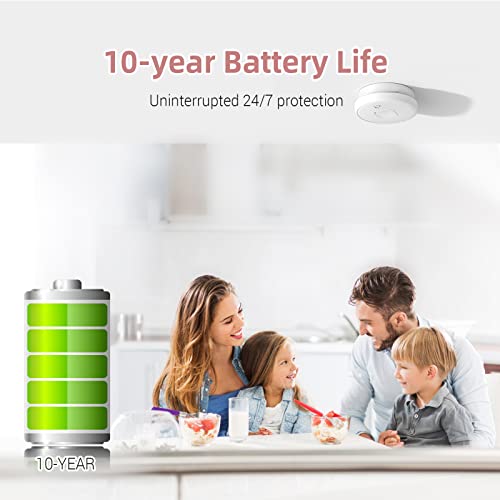 Putogesafe Smoke Detector, 10-Year Smoke Alarm with Photoelectric Sensor and Built-in 3V Lithum Battery, Fire Alarm with Test Button and Low Battery Warning, Fire Safety for Home,1 Pack