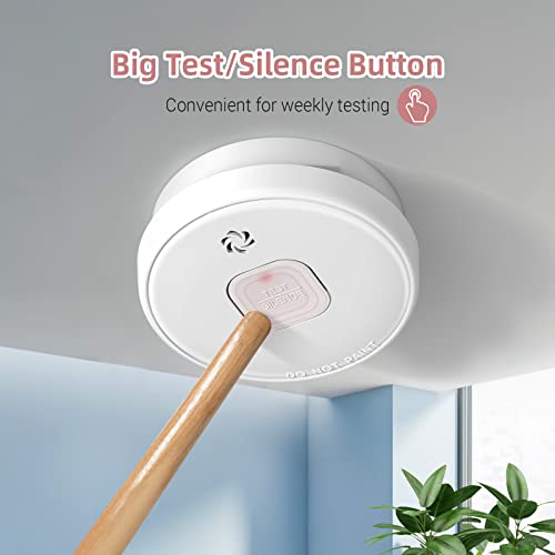 Putogesafe Smoke Detector, 10-Year Smoke Alarm with Photoelectric Sensor and Built-in 3V Lithum Battery, Fire Alarm with Test Button and Low Battery Warning, Fire Safety for Home,1 Pack