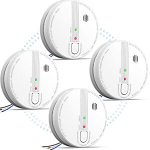 smoke detector, hardwired interconnected smoke detectors, smoke alarm with replaceable 9v battery, interconnects up to 12 fire alarms smoke detectors, photoelectric fire alarm with test/silence button