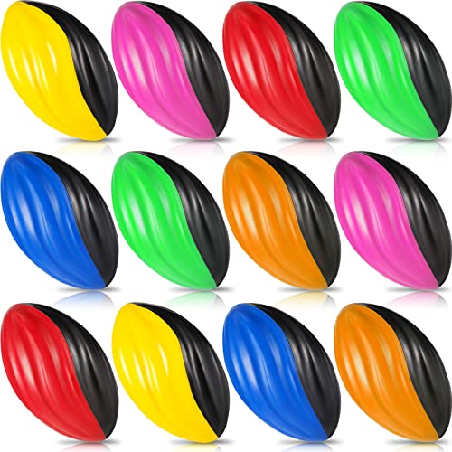 Jerify 12 Pcs Mini Footballs for Kids Spiral Foam Football Bulk 5 Inch Soft Small Waterproof Foam Football Sports Birthday Toddler Football for Indoor and Outdoor Game (Assorted Color, Fresh Style)