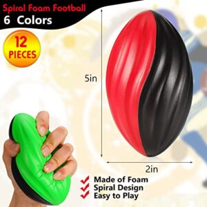Jerify 12 Pcs Mini Footballs for Kids Spiral Foam Football Bulk 5 Inch Soft Small Waterproof Foam Football Sports Birthday Toddler Football for Indoor and Outdoor Game (Assorted Color, Fresh Style)