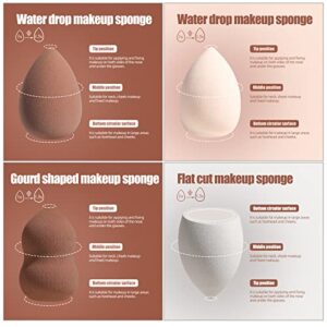 BS-MALL Makeup Sponge Set, Foundation Blending Beauty Sponge, Flawless for Liquid, Cream, and Powder, Multi-colored Makeup Sponges，4 Pcs with Coffee Cup Package