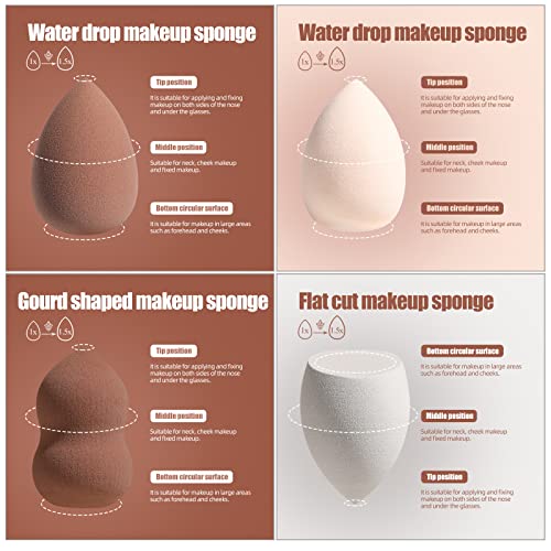 BS-MALL Makeup Sponge Set, Foundation Blending Beauty Sponge, Flawless for Liquid, Cream, and Powder, Multi-colored Makeup Sponges，4 Pcs with Coffee Cup Package