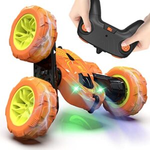 remote control car, lotmey rc cars with double sided 360° flips, rc stunt car with usb charging without removing the battery, 4wd off road remote control car for boys 4-7,8-12