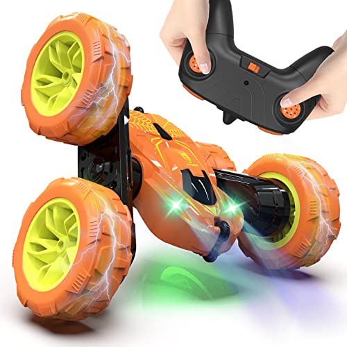 Remote Control Car, Lotmey RC Cars with Double Sided 360° Flips, RC Stunt Car with USB Charging Without Removing The Battery, 4WD Off Road Remote Control Car for Boys 4-7,8-12