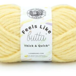 Lion Brand Yarn - Feels Like Butta Thick & Quick #6 Super Bulky - 6 Pack with Needle Gauge (Buttered Popcorn)