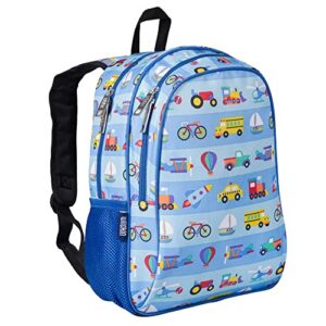 wildkin 15-inch kids backpack for boys & girls, perfect for early elementary daycare school travel, features padded back & adjustable strap (on the go)