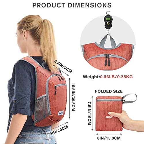 G4Free 10L/15L Hiking Backpack Lightweight Packable Hiking Daypack Small Travel Outdoor Foldable Shoulder Bag(Red)