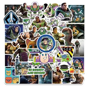 50 Pcs Buzz Lightyear Stickers for Water Bottle Waterproof Vinyl Cute Anime Movie Decals for Kids Laptop Tablet Scrapbook Binders Luggage Skateboard Educational School Reward Supplies