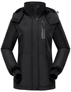 camel crown women's ski jacket waterproof warm winter snow coat hooded mountain outdoor windbreaker windproof jacket black m