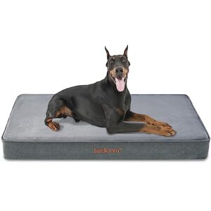 luckyvo extra large dog bed for extra large dogs, orthopedic dog bed with washable removable cover,waterproof dog bed for crate, memory foam dog/pet bed(41x29x3 inch, grey)