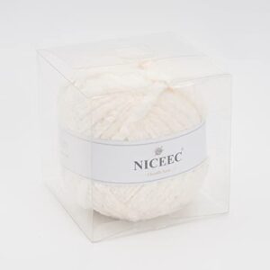 NICEEC 300g Soft Chenille Yarn Blanket Yarn Velvet Yarn for Knitting Fancy Yarn for Crochet Weaving DIY Craft Total Length 150m (164yds)_Cream White