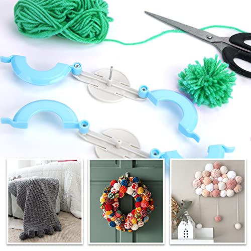 Shindel 19PCS Pompom Maker Kit, Pom-pom Maker Fluff Ball Waver with 12 Skeins Yarn for DIY Crafting Wool Yarn Crochet Knitting