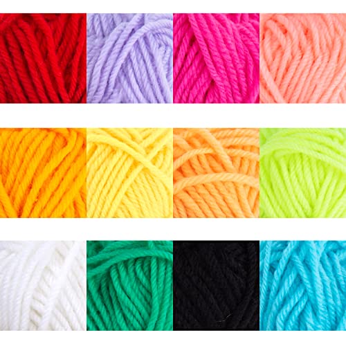 Shindel 19PCS Pompom Maker Kit, Pom-pom Maker Fluff Ball Waver with 12 Skeins Yarn for DIY Crafting Wool Yarn Crochet Knitting