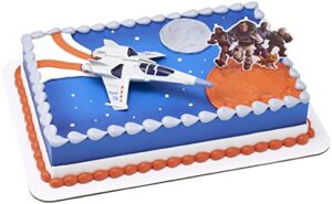 decopac decoset disney and pixar lightyear let's do this! cake topper with working lights, rocket, buzz, and friends, 2 piece cake decoration