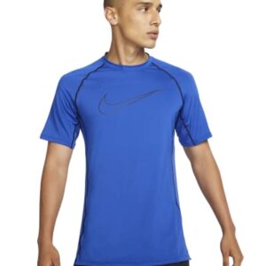 Nike Pro Dri-FIT Men's Slim Fit Short-Sleeve Dri-Fit Top (as1, Alpha, m, Regular, Regular, Royal Blue/Black, Medium)