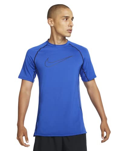 Nike Pro Dri-FIT Men's Slim Fit Short-Sleeve Dri-Fit Top (as1, Alpha, m, Regular, Regular, Royal Blue/Black, Medium)