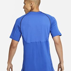 Nike Pro Dri-FIT Men's Slim Fit Short-Sleeve Dri-Fit Top (as1, Alpha, m, Regular, Regular, Royal Blue/Black, Medium)