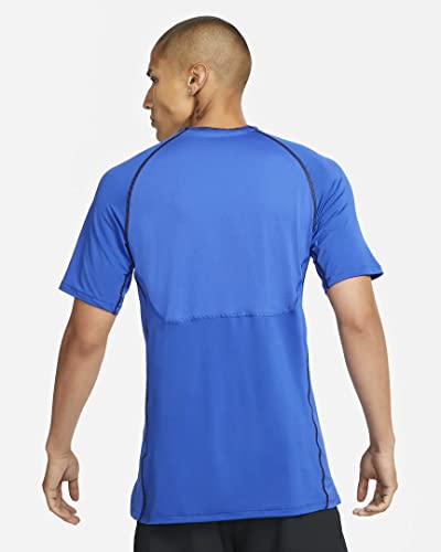 Nike Pro Dri-FIT Men's Slim Fit Short-Sleeve Dri-Fit Top (as1, Alpha, m, Regular, Regular, Royal Blue/Black, Medium)