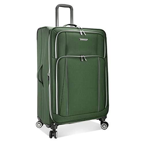 Traveler's Choice Lares Softside Expandable Luggage with Spinner Wheels, Green, Checked 30-Inch