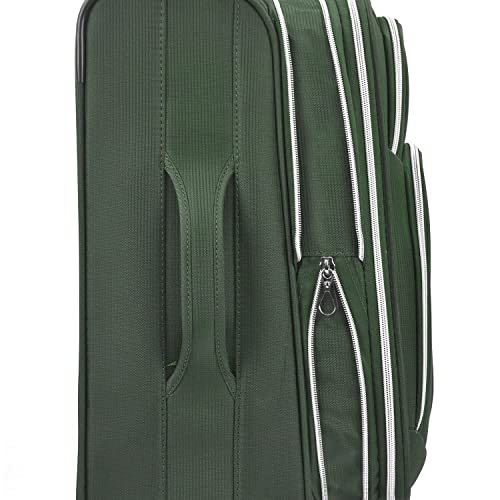 Traveler's Choice Lares Softside Expandable Luggage with Spinner Wheels, Green, Checked 30-Inch