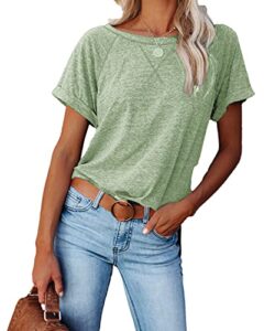 ayreus womens short sleeve shirts crewneck casual t shirts workout tops loose fit raglan summer tshirts tees,1-light green,large