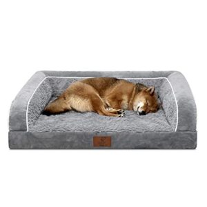 yiruka dog beds for large dogs, washable dog bed sofa with removable cover, waterproof dog bed couch with nonslip bottom, high bolster dog bed, orthopedic large dog bed up to 65 lbs