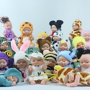 KOILLIEUS 4 inches Mini Small Baby Dolls Toys Action Figures 6 Tiny Babies in a Gift Box (A Edition)