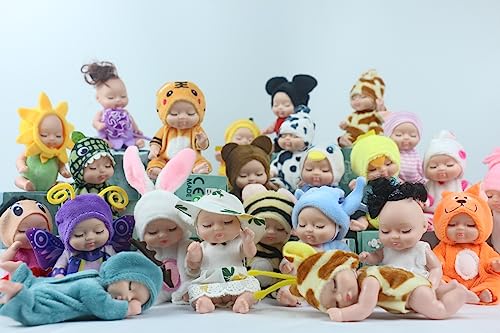 KOILLIEUS 4 inches Mini Small Baby Dolls Toys Action Figures 6 Tiny Babies in a Gift Box (A Edition)