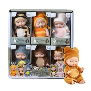 koillieus 4 inches mini small baby dolls toys action figures 6 tiny babies in a gift box (a edition)