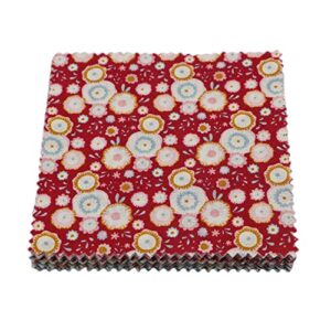 iNee Charm Packs for Quilting 5 inch, Precut Cotton Quilting Fabric Bundle, 50 Charm Squares, Candy Bloom