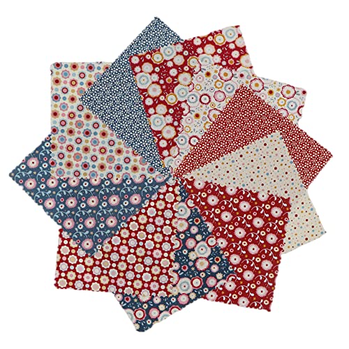 iNee Charm Packs for Quilting 5 inch, Precut Cotton Quilting Fabric Bundle, 50 Charm Squares, Candy Bloom
