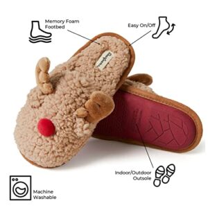 Dearfoams Matching Family Holiday Christmas Reindeer & Turkey Scuff Slipper, Kids Reindeer, US 7-8 Unisex Toddler