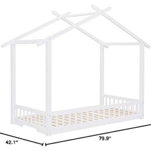 Merax Extending House Bed, Wooden Daybed, No Box Spring Needed, White