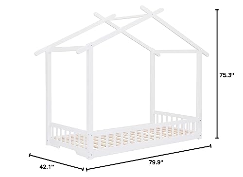 Merax Extending House Bed, Wooden Daybed, No Box Spring Needed, White