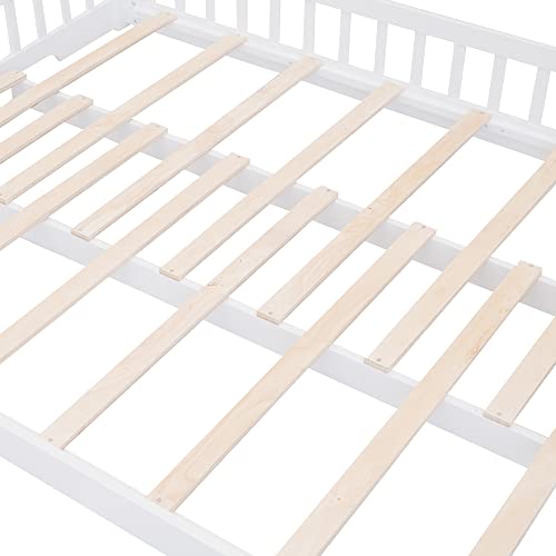 Merax Extending House Bed, Wooden Daybed, No Box Spring Needed, White