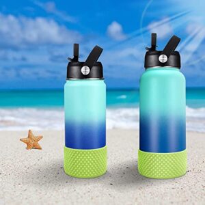 GLINK Bottle Boot, Compatible with Hydro Flask and Others, Accessory Silicone Water Bottle Protector, Anti-Slip Flex Boot with Diamond Texture, Protective Bottom Sleeve Cover (Seagrass 32-40 oz)