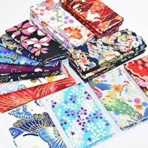 30 Pcs 8" x 10" Cotton Quarters Fabric Bundle Craft Fabric Patchwork Japanese Style Wrapping Cloth Quilting Fabric for DIY Patchwork Sewing Craft with Different Patterns