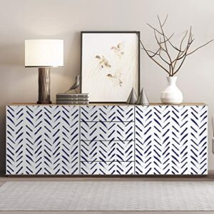 FuLWth Blue/White Stripes Peel and Stick Wallpaper Modern Geometric Contact Paper 17.7in x 78in Removable Stripe Decorative Wall Paper Self Adhesive Wallpaper for Cabinets Home Decoration