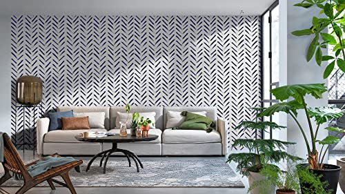 FuLWth Blue/White Stripes Peel and Stick Wallpaper Modern Geometric Contact Paper 17.7in x 78in Removable Stripe Decorative Wall Paper Self Adhesive Wallpaper for Cabinets Home Decoration