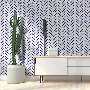 FuLWth Blue/White Stripes Peel and Stick Wallpaper Modern Geometric Contact Paper 17.7in x 78in Removable Stripe Decorative Wall Paper Self Adhesive Wallpaper for Cabinets Home Decoration