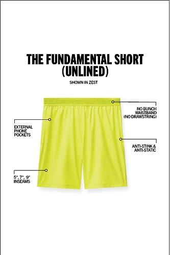 Fabletics Men's The Fundamental Short, Workout, Running, Training, Gym, Yoga, Ultra Lightweight, Athletic, XL, Zest